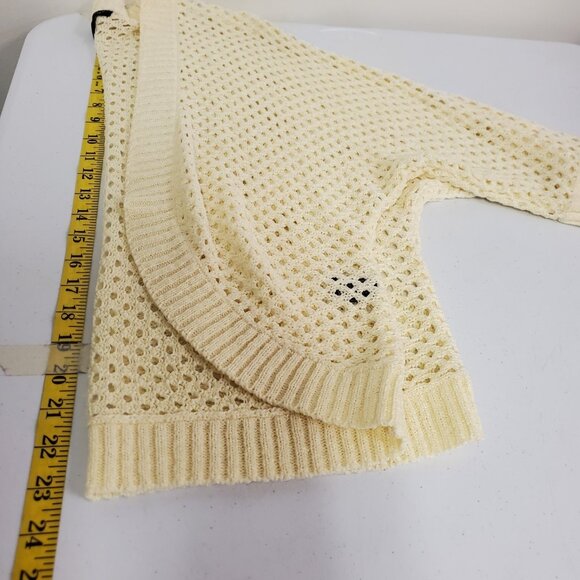 August Silk Womens Open Knit Beach Cardigan Size L Ivory Fairy Costal Vacation - Picture 8 of 10